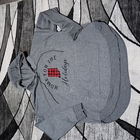 HOME FOR THE HOLIDAYS PLAID INDIANA DROPTAIL HOODIE SWEATSHIRT - Picture 2 of 11